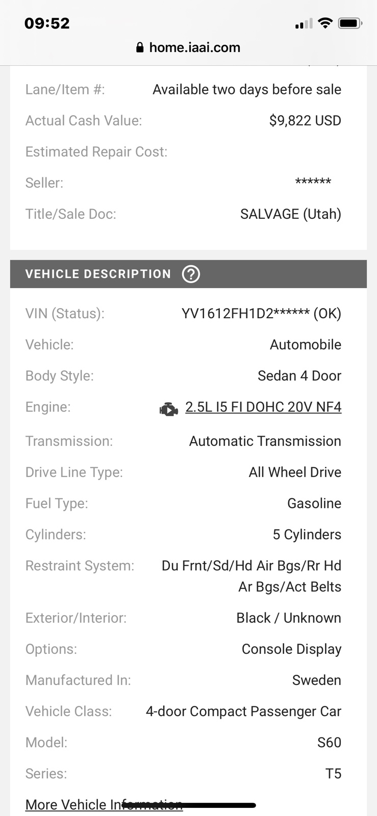Volvo S60 T5 2013