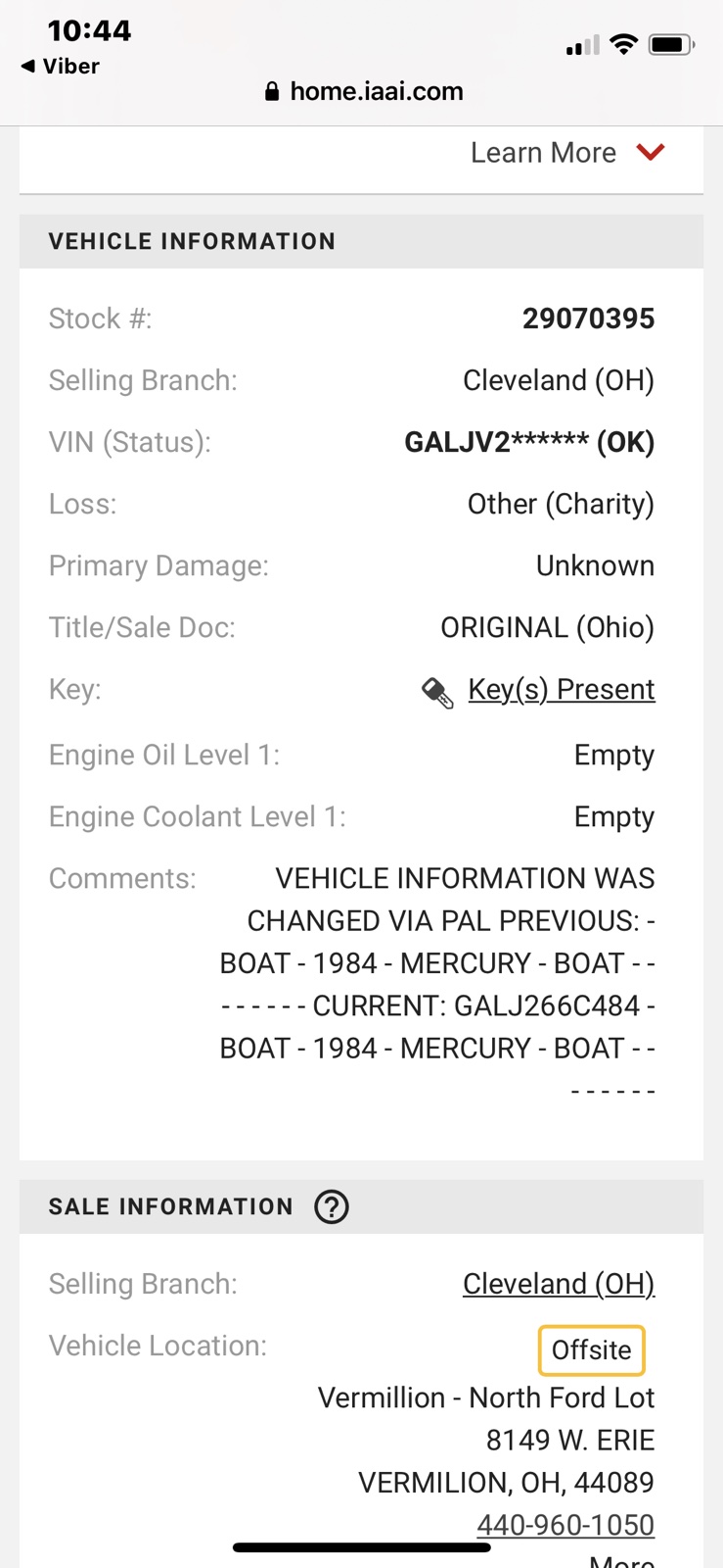 MERCURY BOAT 1984