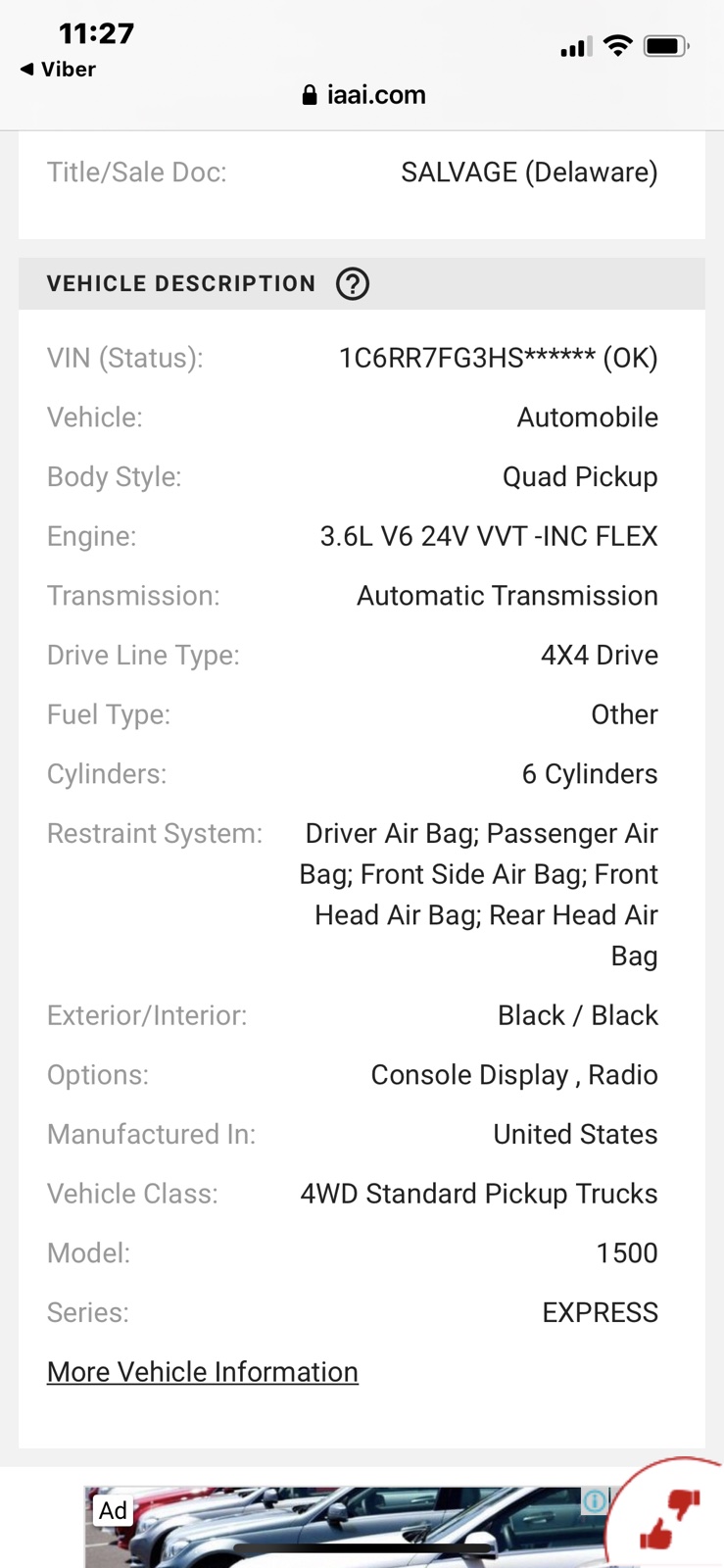 Dodge RAM 1500 EXPRESS 2017