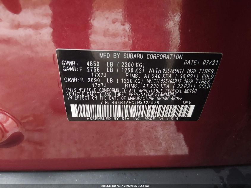SUBARU OUTBACK PREMIUM 2021